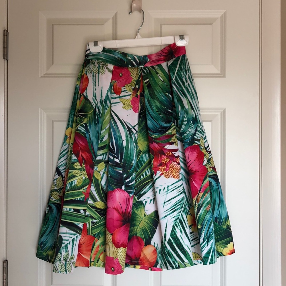 T&J Designs tropical midi skirt Size S